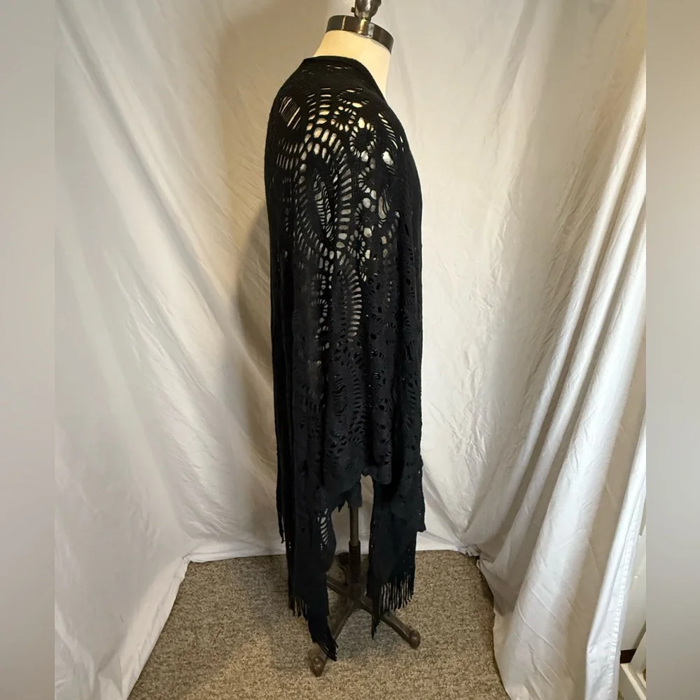 Torrid Black Knit Fringe Cardigan - Picture 2 of 5